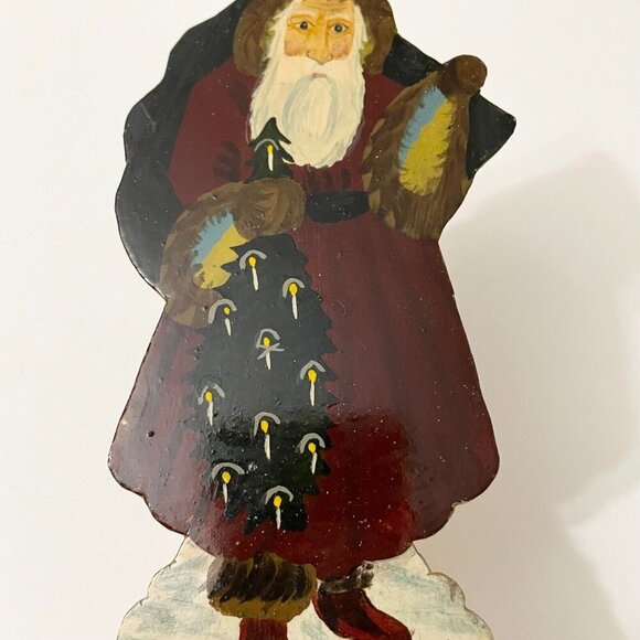 Vintage Santa Claus Wall Hook Hand Painted Metal Christmas Decoration - Picture 3 of 16